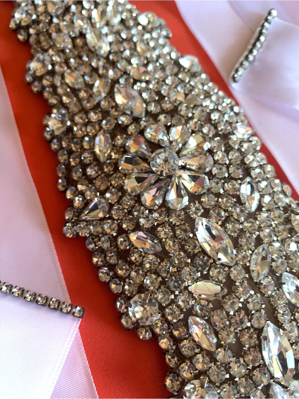 Wedding Rhinestone Ribbon Sash Tie Belt